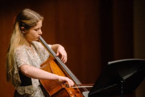 A Manhattan School of Music cello student performs in the contemporary performance ensemble Tactus