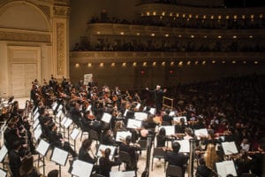 In April, the MSM Symphony makes its Carnegie Hall debut on the main stage. The sold-out concert is conducted by Leonard Slatkin with Glenn Dicterow, faculty member and Concertmaster of the New York Philharmonic, as violin soloist.